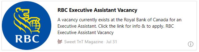 RBC Executive Assistant Vacancy - Sweet TnT Magazine