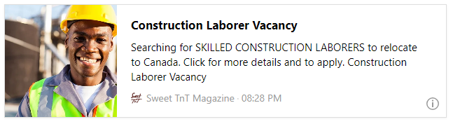 Construction Laborer Vacancy - Sweet TnT Magazine