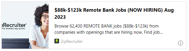 $88k-$123k Remote Bank Jobs (NOW HIRING) Aug 2023