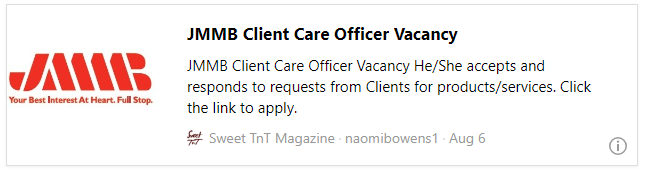 JMMB Client Care Officer Vacancy - Sweet TnT Magazine