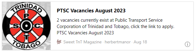 PTSC Vacancies August 2023 - Sweet TnT Magazine