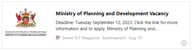 Ministry of Planning and Development Vacancy - Sweet TnT Magazine