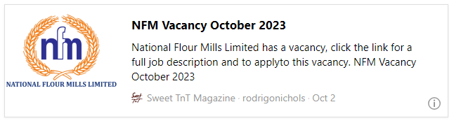 NFM Vacancy October 2023 - Sweet TnT Magazine