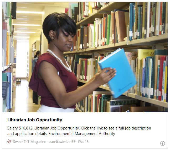 Librarian Job Opportunity - Sweet TnT Magazine