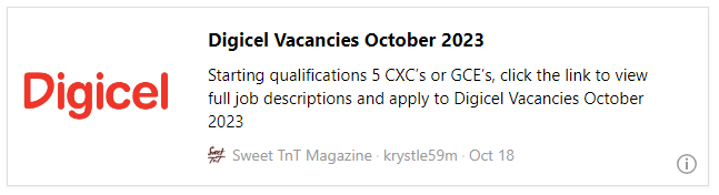 Digicel Vacancies October 2023 - Sweet TnT Magazine