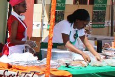 Vendors prep their stalls at the Pigeon Peas Festival. Pigeon Peas Festival